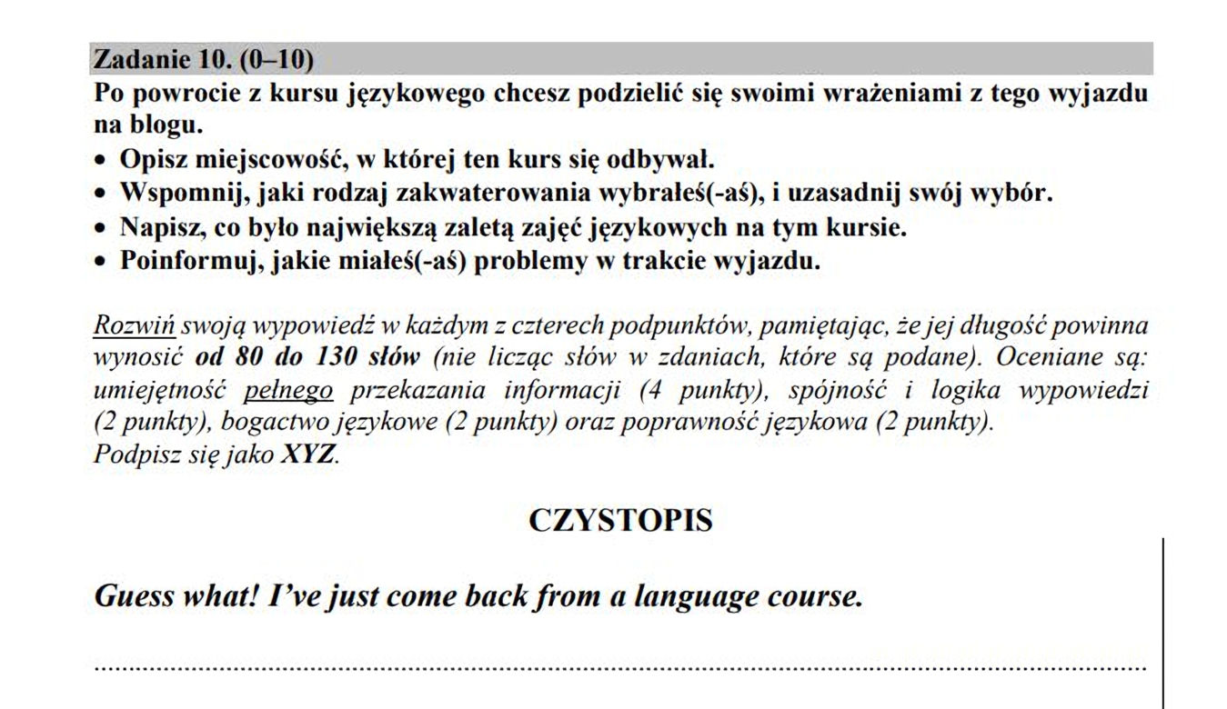 E-maile i listy na maturze z języka angielskiego. Poziom podstawowy. Przykładowe zadania