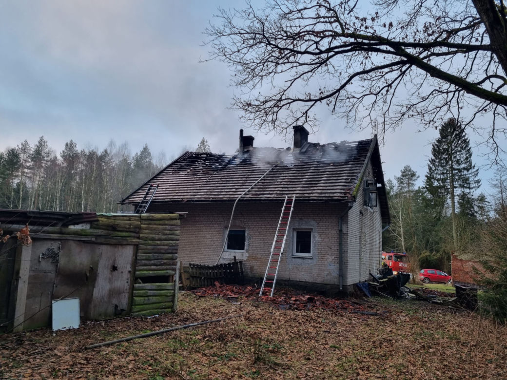 Pożar domu w Nagladach
