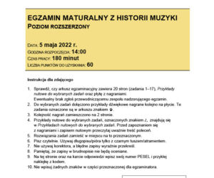 Matura 2022: historia muzyki. Arkusze CKE