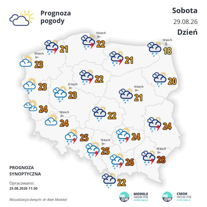 IMGW pokazał nową prognozę pogody na 29 sierpnia
