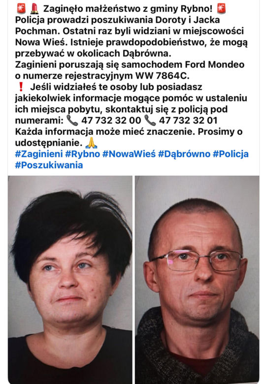 Gdzie są Dorota i Jacek? Dramatyczne poszukiwania małżeństwa. Trwa walka z czasem