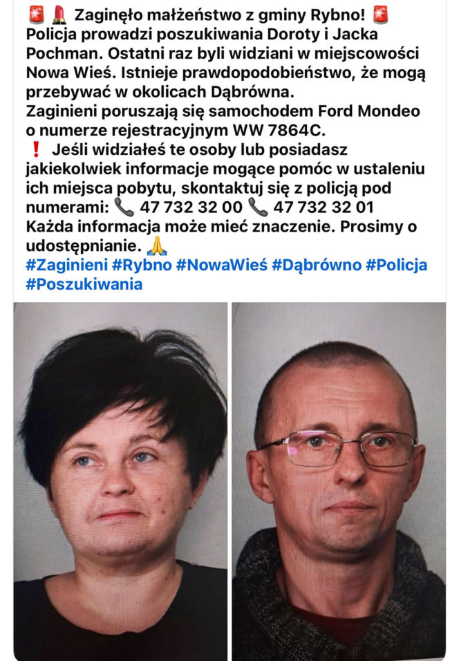 Gdzie są Dorota i Jacek? Dramatyczne poszukiwania małżeństwa. Trwa walka z czasem