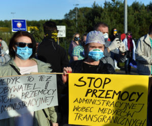 Protest medyków na granicy polsko-niemieckiej w Lubieszynie