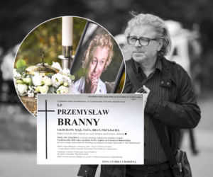 Pogrzeb Przemysława Brannego. Złota urna i ogromne serce z czerwonych kwiatów, a na nim napis: Kochamy cię