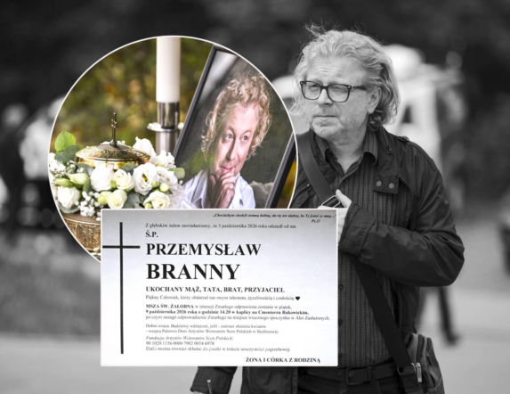 Pogrzeb Przemysława Brannego. Złota urna i ogromne serce z czerwonych kwiatów, a na nim napis: Kochamy cię