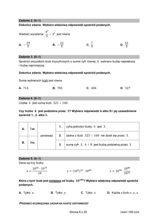 Egzamin ósmoklasisty 2022: Matematyka. ARKUSZ CKE i ODPOWIEDZI [25.05.2022]