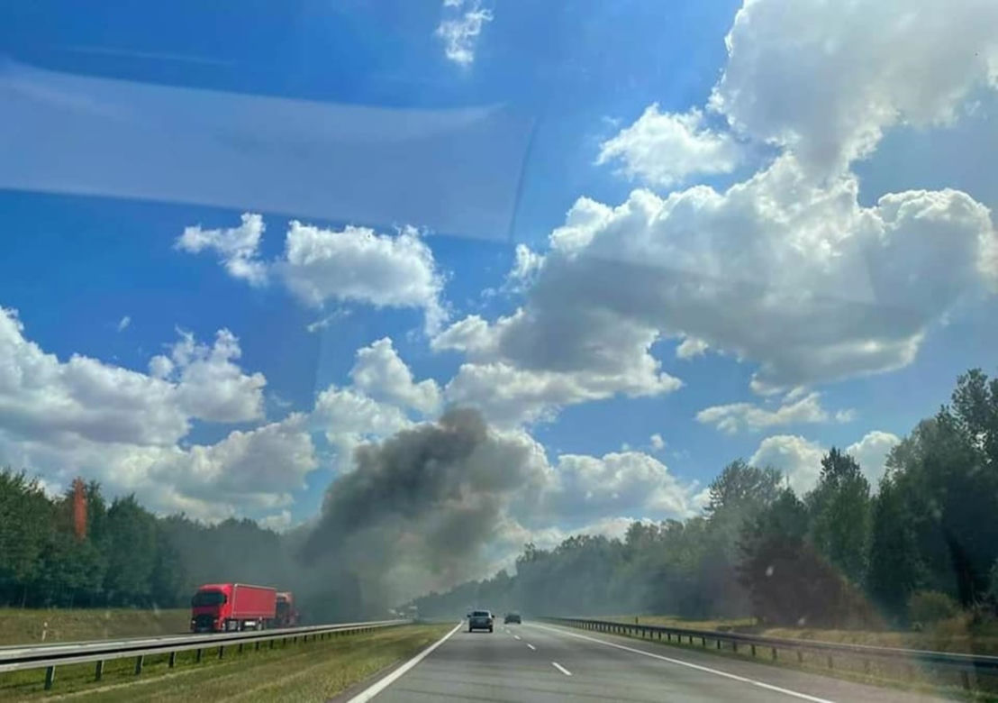 Pożar TIRa na autostradzie A4 w Mysłowicach