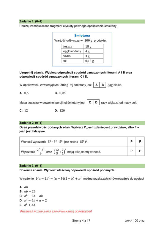 Próbny egzamin ósmoklasisty 2024 - MATEMATYKA