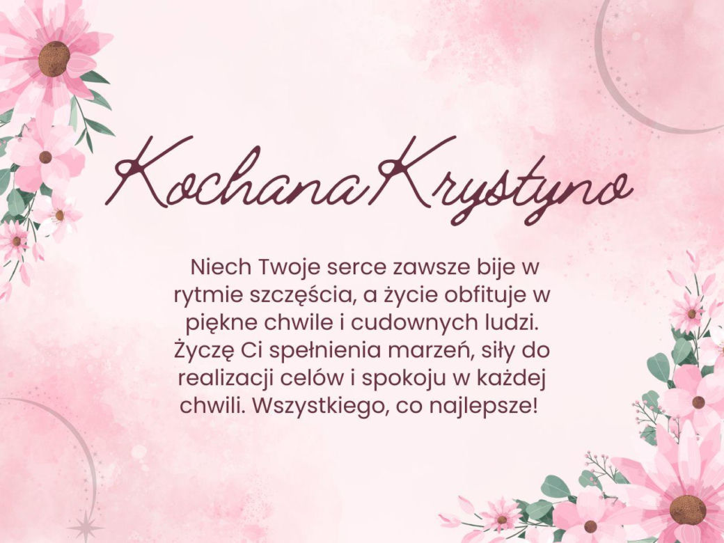 Kartka z życzeniami na imieniny Krystyny