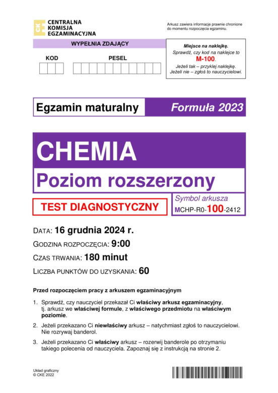 Matura próbna chemia - arkusz CKE rozszerzony