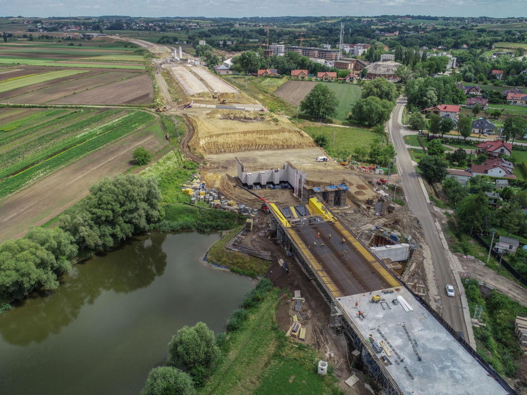 Zdjęcia z placu budowy S7 Kraków - Widoma, czerwiec 2024