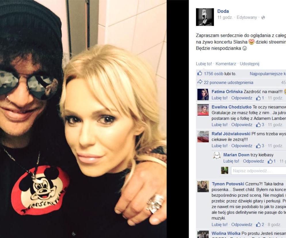 Doda i Slash w Atlas Arenie zaśpiewali Sweet Child O' Mine
