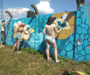 Mural na basenie letnim w Opolu
