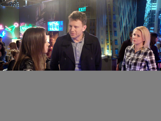 Pierwsza miłość. Melka (Ewa Jakubowicz), Marysia (Aneta Zając), Michał (Wojciech Błach)