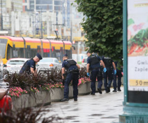 Policjanci grzebią w śmietnikach i kwietnikach w centrum Warszawy