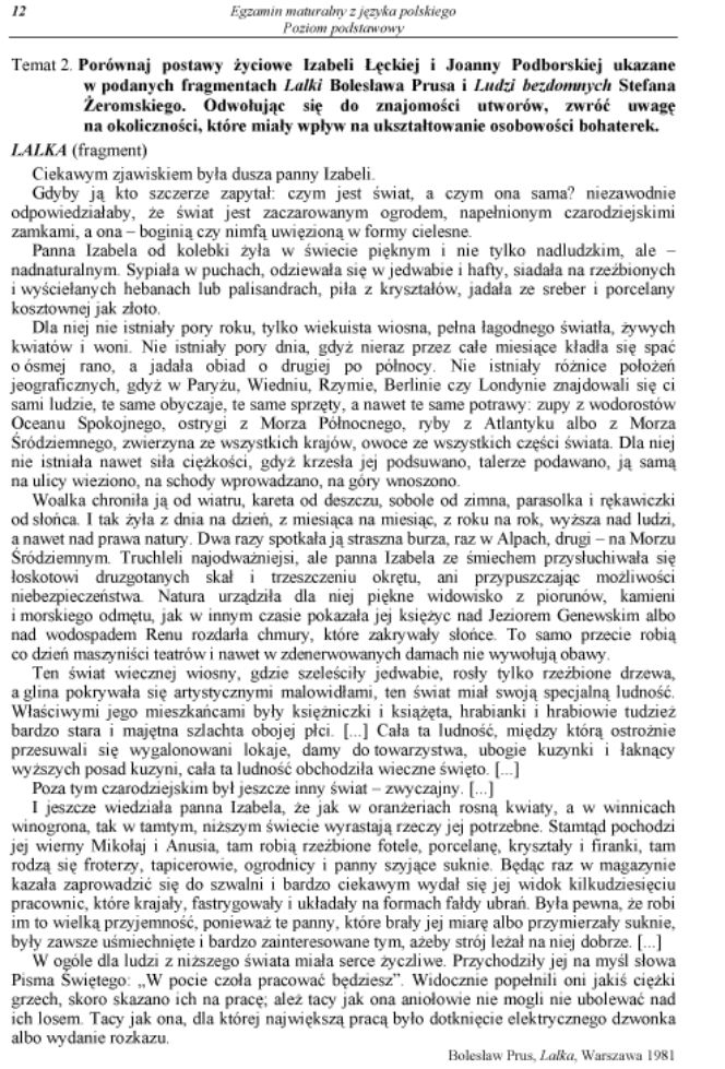 MATURA 2012 POLSKI, poziom PODSTAWOWY 4.05.2012: PYTANIA, TEMATY, ARKUSZE, ODPOWIEDZI