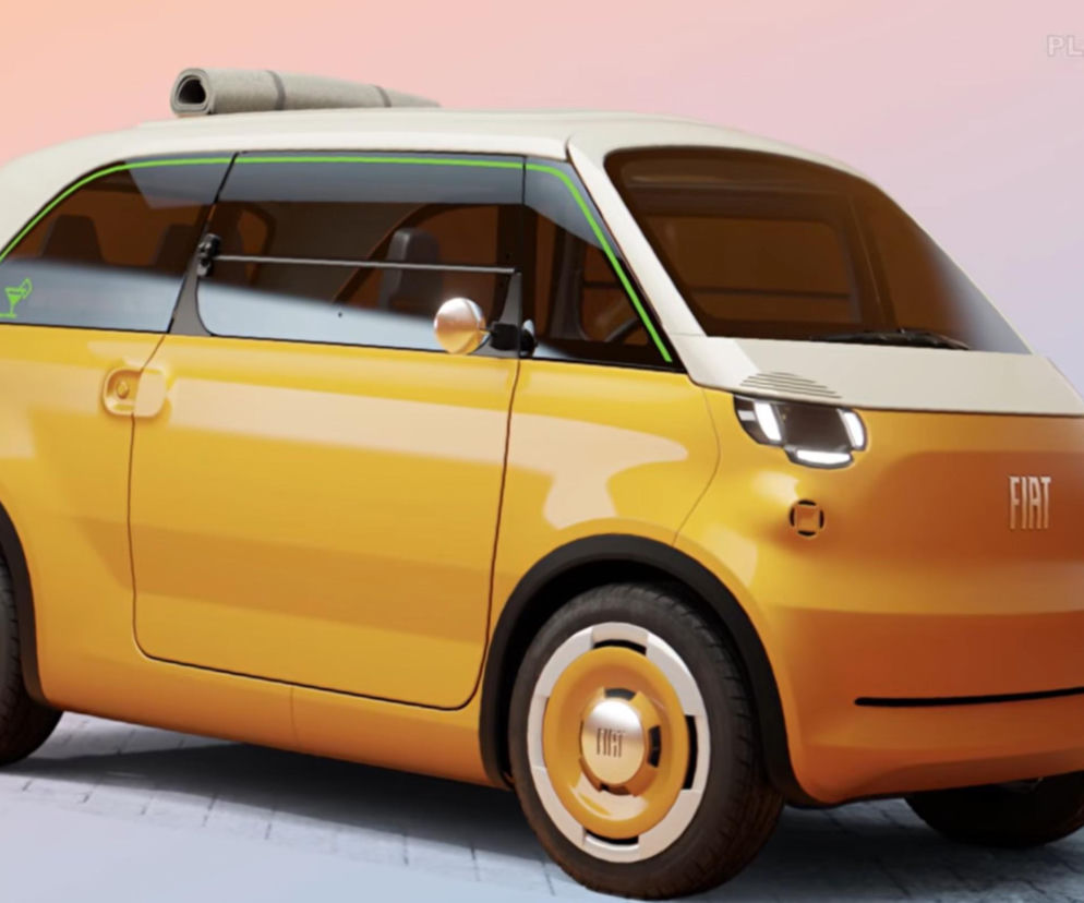 Zółto-biały elektryczny mikrosamochód Fiat Multiplina. O nowej wersji Fiata przeczytasz na Eska Trójmiasto.
