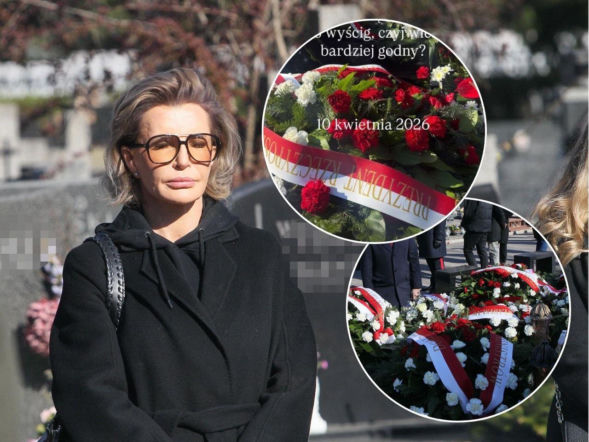 Gorzkie słowa Joanny Racewicz. Pokazała wieńce od Nawrockiego i Tuska na śmietniku