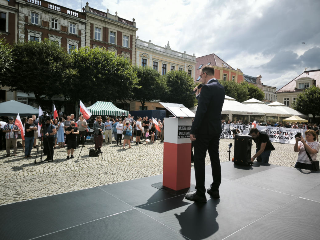 Manifestacja pod hasłem "Sto nielegalnej imigracji" w Lesznie