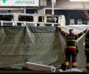 Pożar autobusu w Kerzers w kantonie Fryburg na zachodzie Szwajcarii
