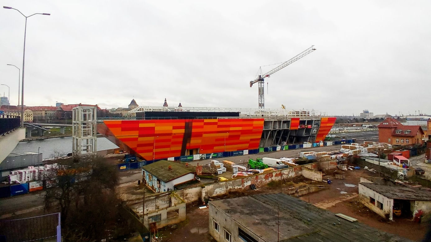 Budowa Morskiego Centrum Nauki w Szczecinie - styczeń 2021