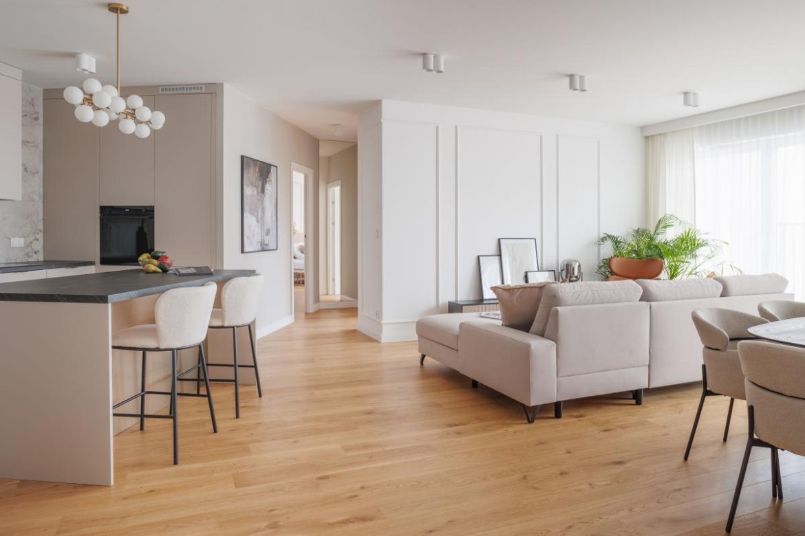 Strefa dzienna w stylu modern classic