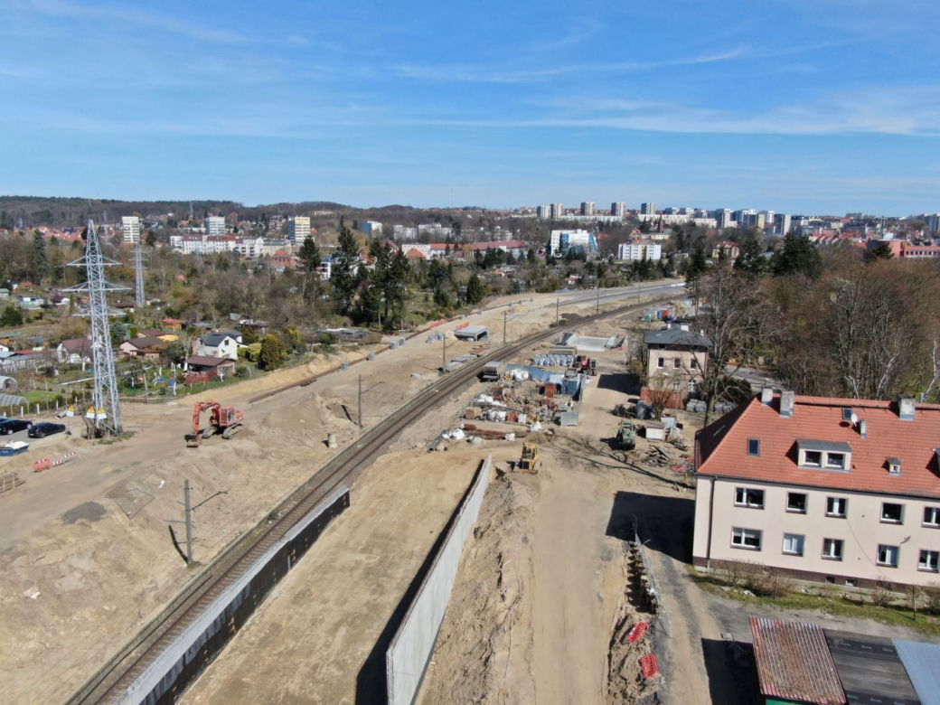 Budowa węzła Łękno - kwiecień 2020