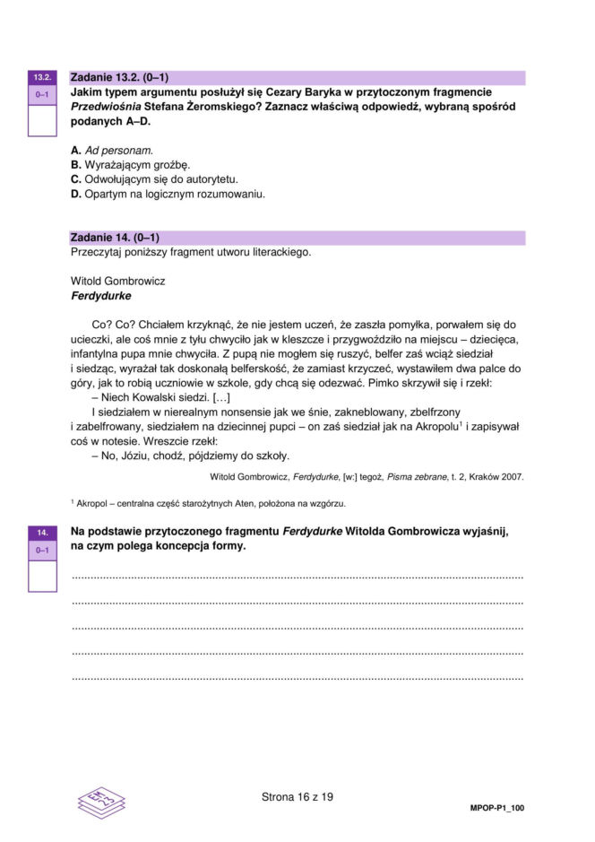 Matura 2026 z języka polskiego: arkusze CKE, poziom podstawowy [Formuła 2023] 04.05.2026