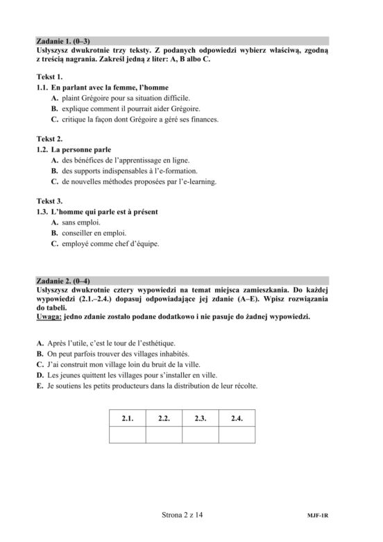 Matura 2020 AKUSZE CKE: j. francuski p. rozszerzony, 2