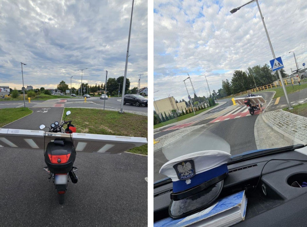 Załadował drzwi na motorower i ruszył w miasto. Nawet policjantów zdziwił ten widok
