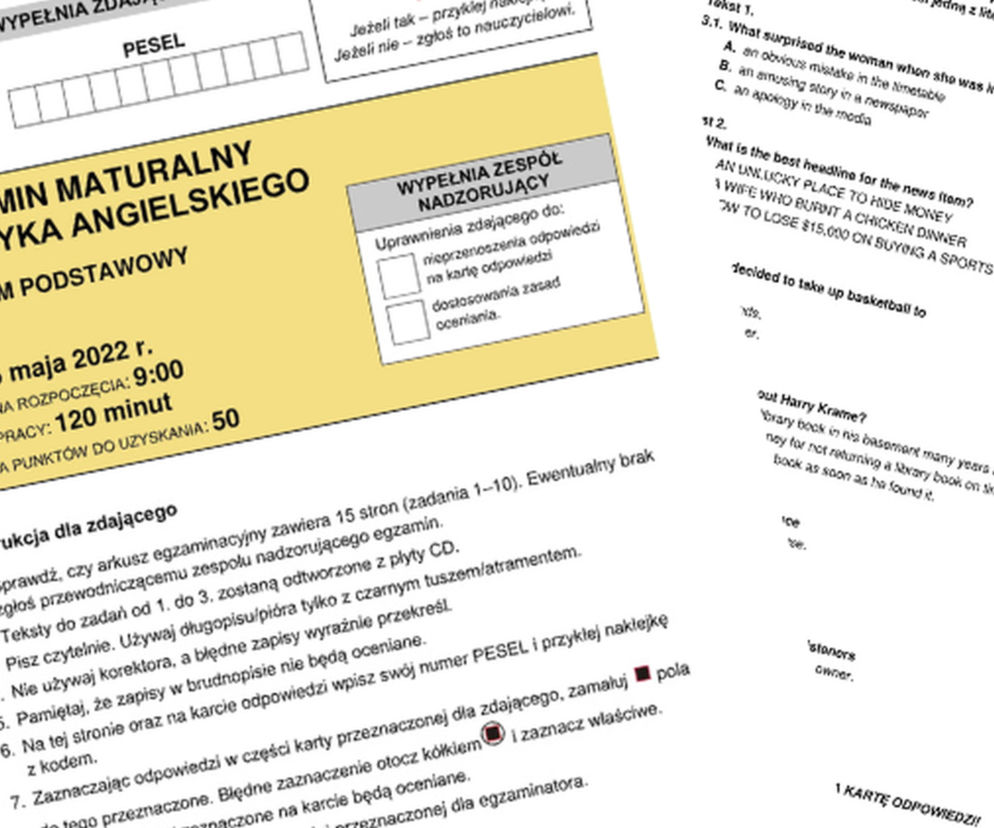 Matura 2022: język angielski. Arkusze CKE, odpowiedzi. Egzamin z angielskiego poziom podstawowy [6.05.22]