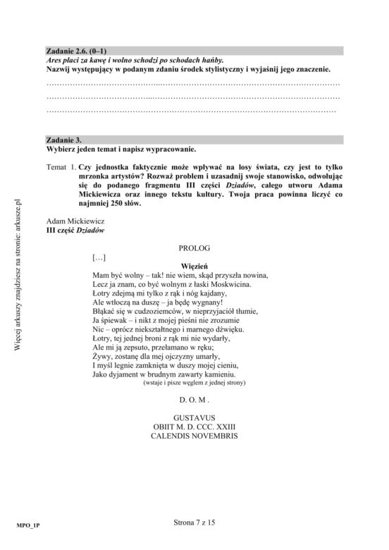 Matura poprawkowa język polski 2015 sierpień (poziom podstawowy)