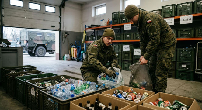 Wojsko zbiera butelki do systemu kaucyjnego
