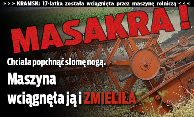 TRAGEDIA NA WSI: 17-latka została wciągnięta przez maszynę rolniczą 
