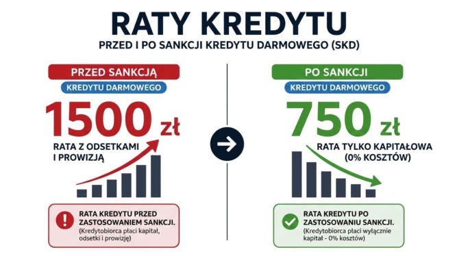 Raty kredytu przed i po Sankcji Kredytu Darmowego”