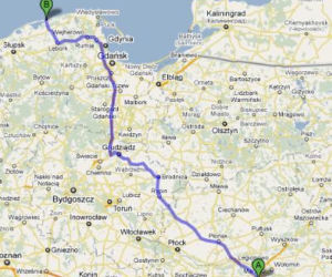 Trasa A1 Warszawa-Łeba - mapka