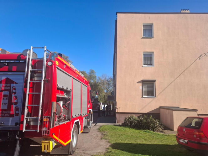 Pożar w bloku w Gryżynie. Pomogli sąsiad akwarysta i czujka dymu [ZDJĘCIA]