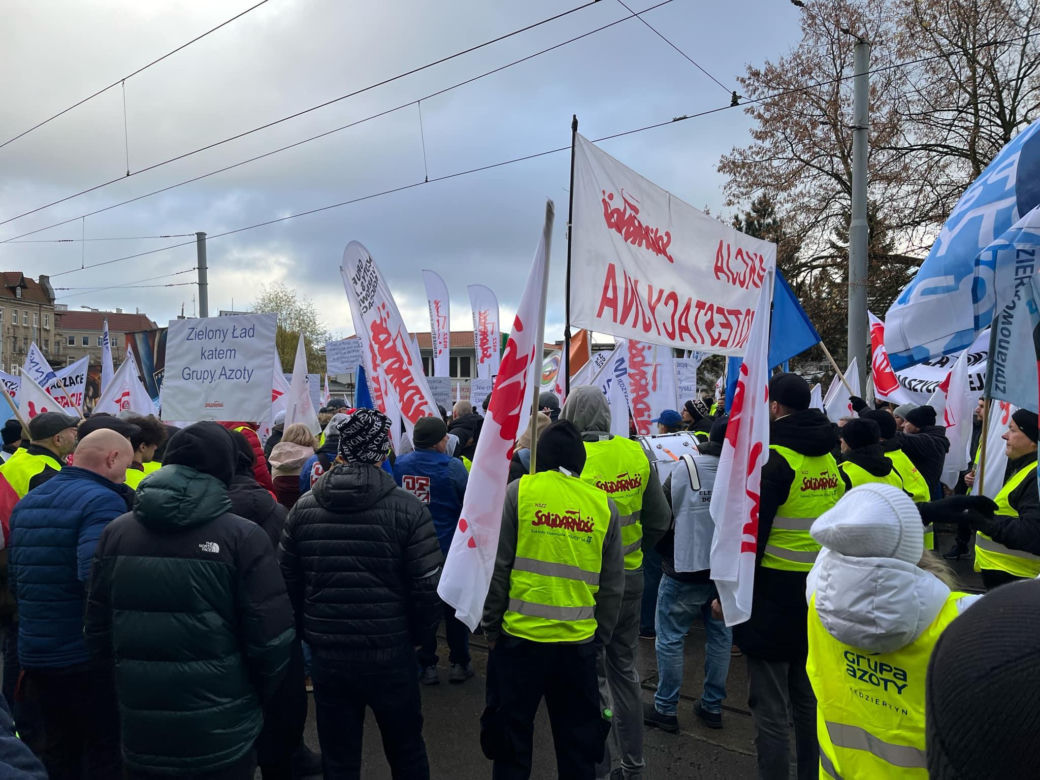 Protest związkowców w Szczecinie