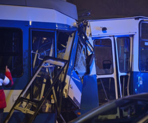 Zderzenie tramwajów na ul. Bieńczyckiej w Krakowie