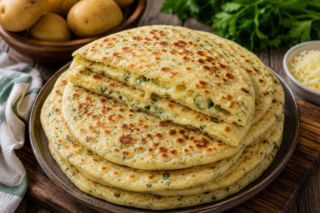 Miękkie placki ziemniaczano-serowe z patelni. Ten flat bread świetnie zastępuje pieczywo i tortille