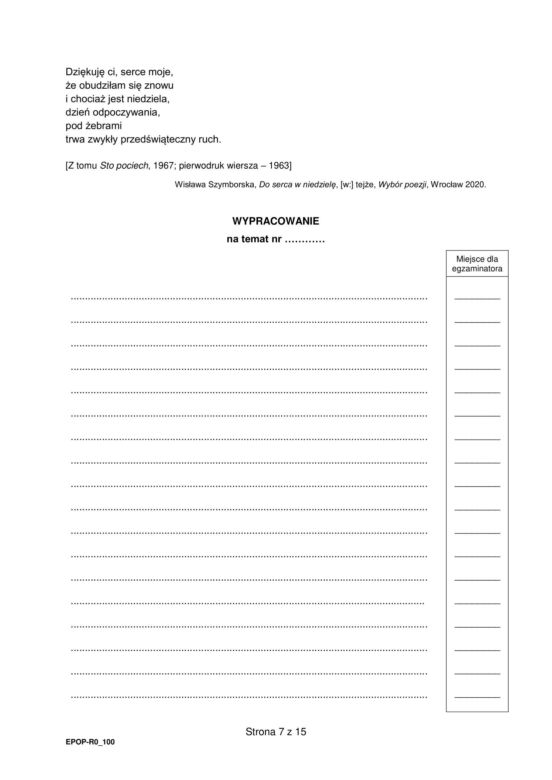 Matura 2024: język polski rozszerzony. ARKUSZ CKE STARA FORMUŁA 2015