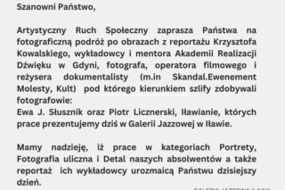 Wystawa Absolwentów Fotografii w Galerii Jazzowej, będzie też film!