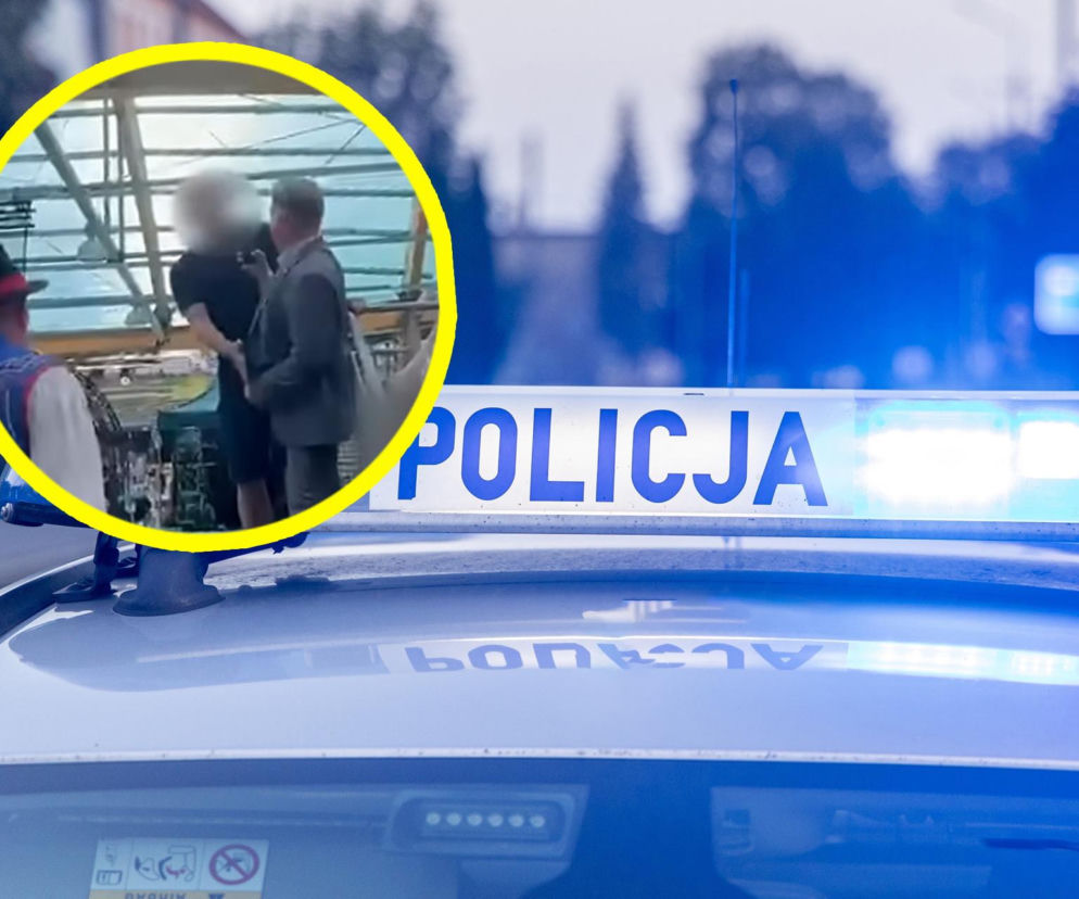 Dach radiowozu z kogutem i napisem Policja. Na miniaturze szamotanina posła Michała Kowalskiego. Szczegóły w Radiu Eska.