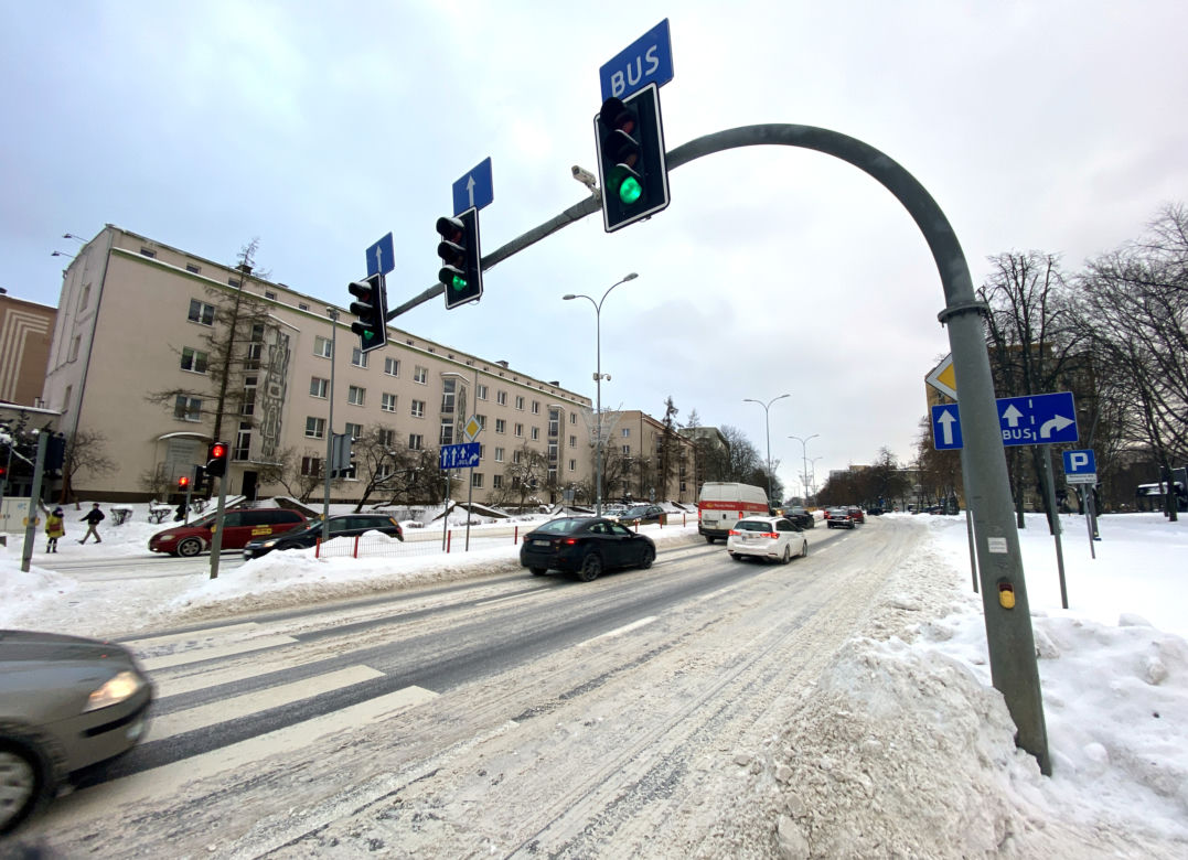 Centrum Białegostoku pod śniegiem