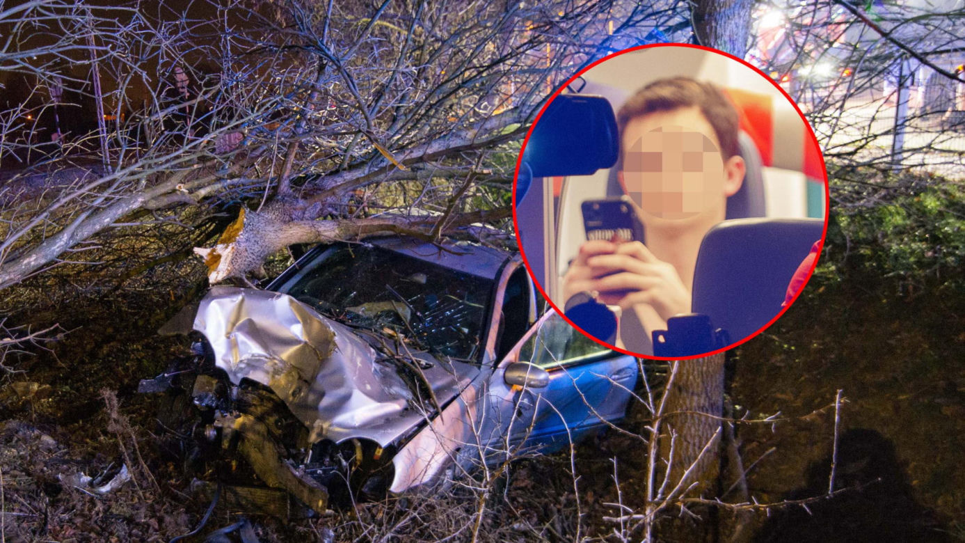 Z wściekłości rozbił swojego mercedesa o drzewo. Potem bawił się telefonem