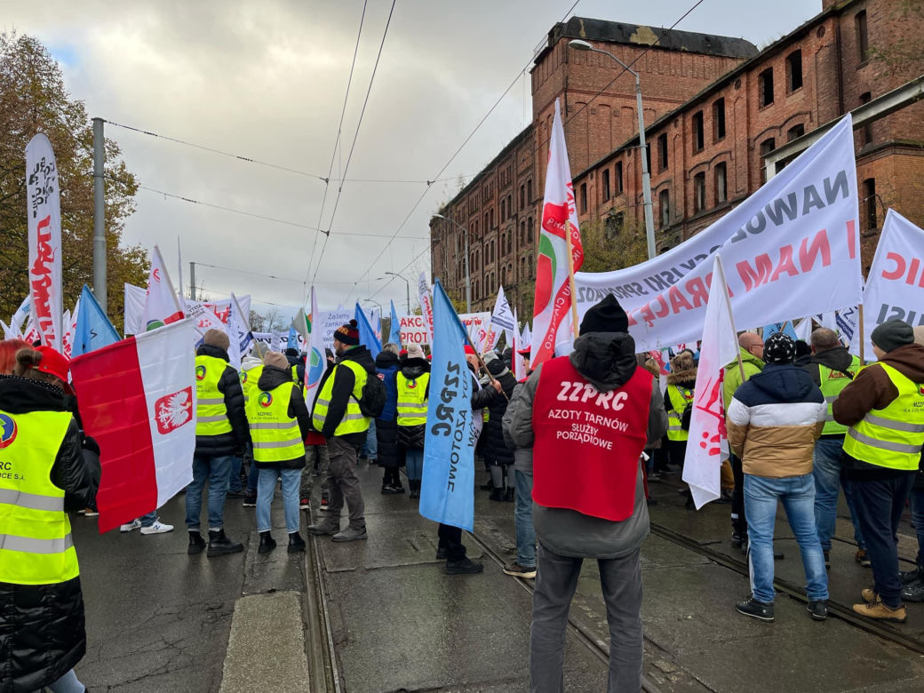 Protest związkowców w Szczecinie