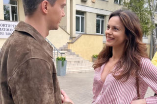M jak miłość po wakacjach. Kasia (Paulina Lasota), Jakub Karski (Krzysztof Kwiatkowski) na planie