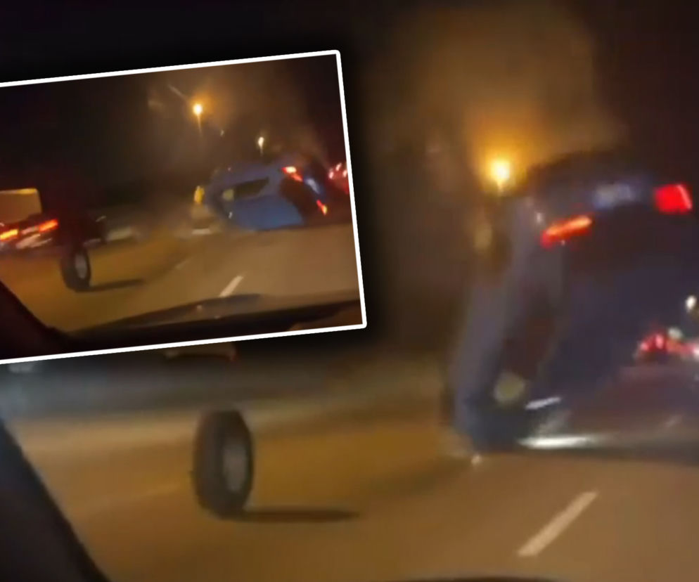 Najechał na oponę i wyleciał w powietrze