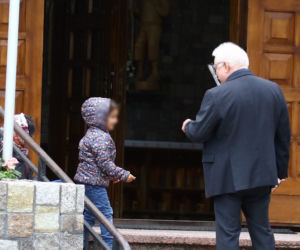 Lech Wałęsa na niedzielnej mszy
