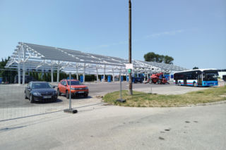 Na terenie siedleckiego MPK powstaje wiata dla autobusów elektrycznych